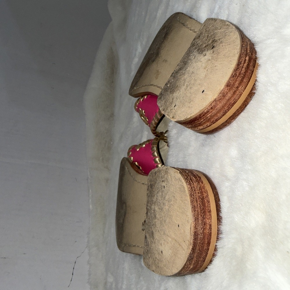 Jack Rogers Pink Gold‎ Leather Preppy Medallion Old Money Sandals Womens Size 5m - Picture 10 of 15